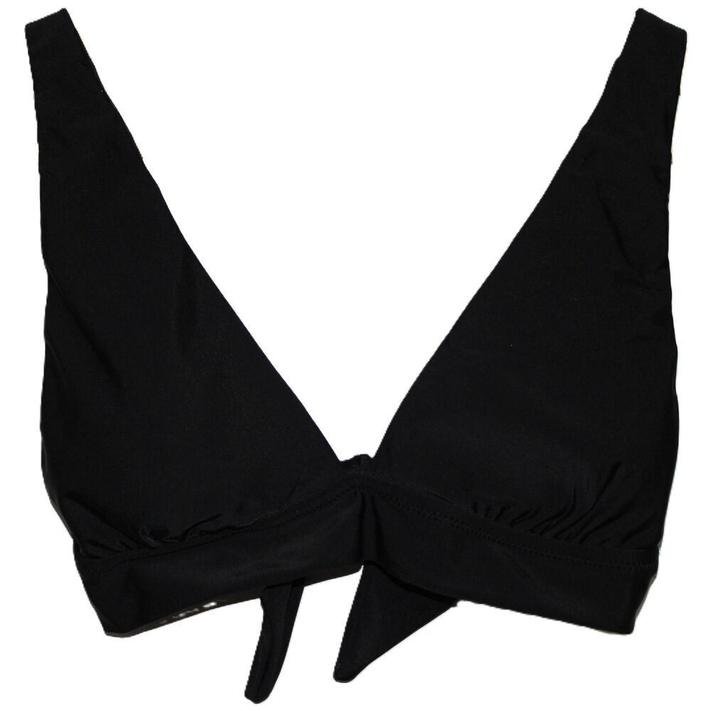Womens Aerie Longline Triangle Bikini Top Black Nylon Bikini Swimwear Size M NWT